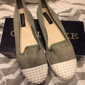 NWB olive green flats